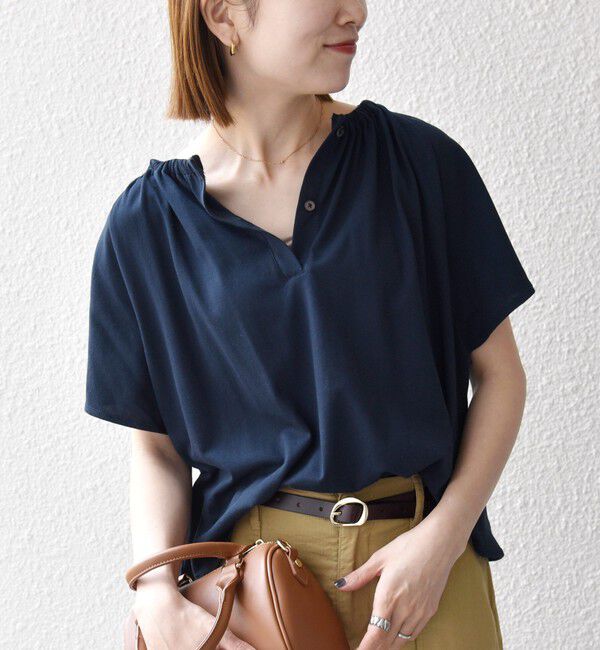 SHIPS any「SHIPS any:〈UVカット/接触冷感/吸水速乾/洗濯機可能〉USAコットン フレア TEE」|Tシャツ・カットソー|
