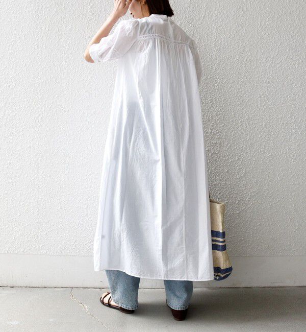 SHIPS any「SHIPS any:〈洗濯機可能〉キャンブリック レース ピンタック パフスリーブ ワンピース」|ワンピース|