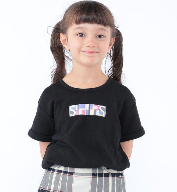 SHIPS KIDS「SHIPS KIDS:100～130cm /ブロックフォント ロゴ Tシャツ」|Tシャツ・カットソー|