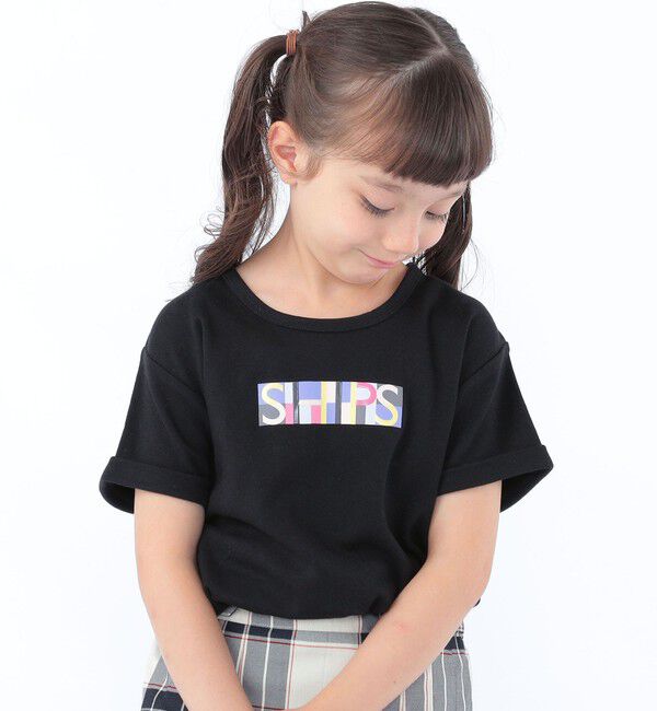 SHIPS KIDS「SHIPS KIDS:100～130cm /ブロックフォント ロゴ Tシャツ」|Tシャツ・カットソー|