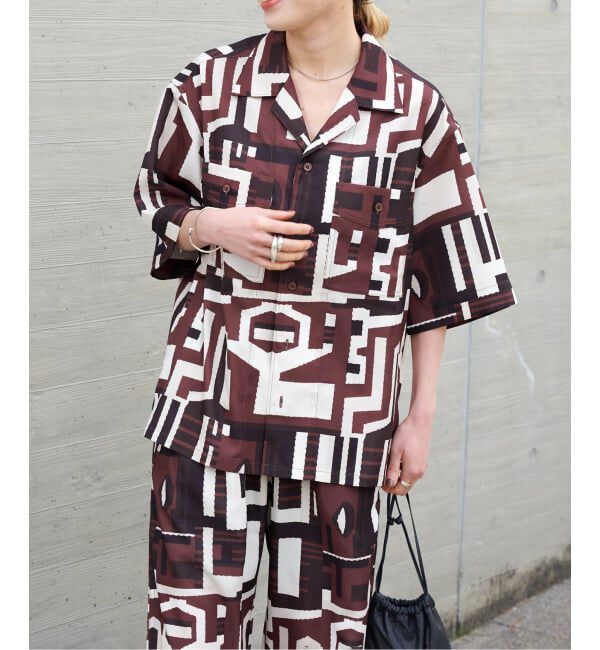 OUTDOOR PRODUCTS Usual Things「RAGモチーフプリントオープンカラーシャツ　セットアップ対応」|シャツ・ブラウス|