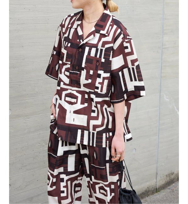 OUTDOOR PRODUCTS Usual Things「RAGモチーフプリントオープンカラーシャツ　セットアップ対応」|シャツ・ブラウス|