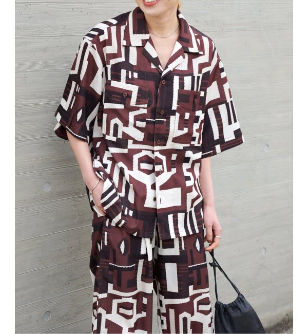 OUTDOOR PRODUCTS Usual Things「RAGモチーフプリントオープンカラーシャツ　セットアップ対応」|シャツ・ブラウス|