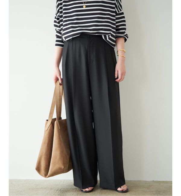 Plage「2 Tuck Elegant パンツ」|スラックス|ブラック