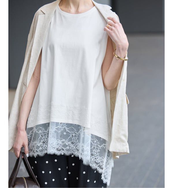 SLOBE IENA「《追加》レースコンビノースリカットソー」|Tシャツ・カットソー|