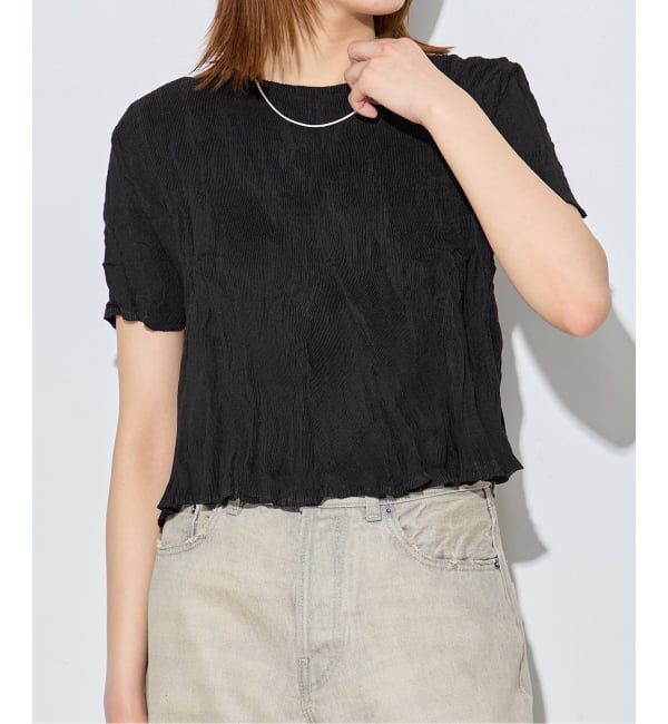 journal standard L'essage「【Gongdid Design】 Carry Over_Wavy_Crop Top：トップス」|Tシャツ・カットソー|ブラック