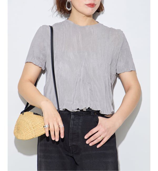 journal standard L'essage「【Gongdid Design】 Carry Over_Wavy_Crop Top：トップス」|Tシャツ・カットソー|グレーB