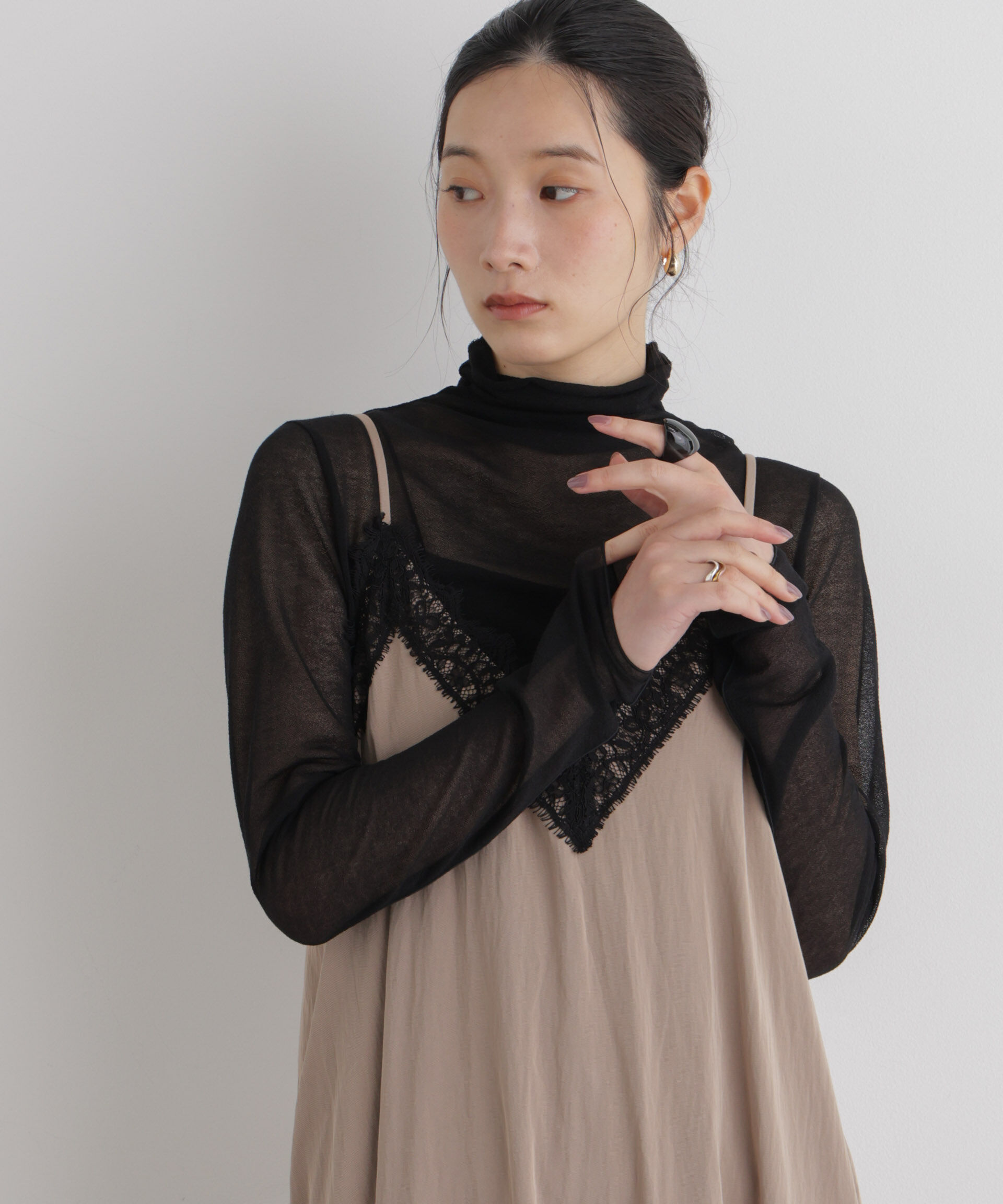 NANO universe「梨地シアータートルカットトップス」|Tシャツ・カットソー|