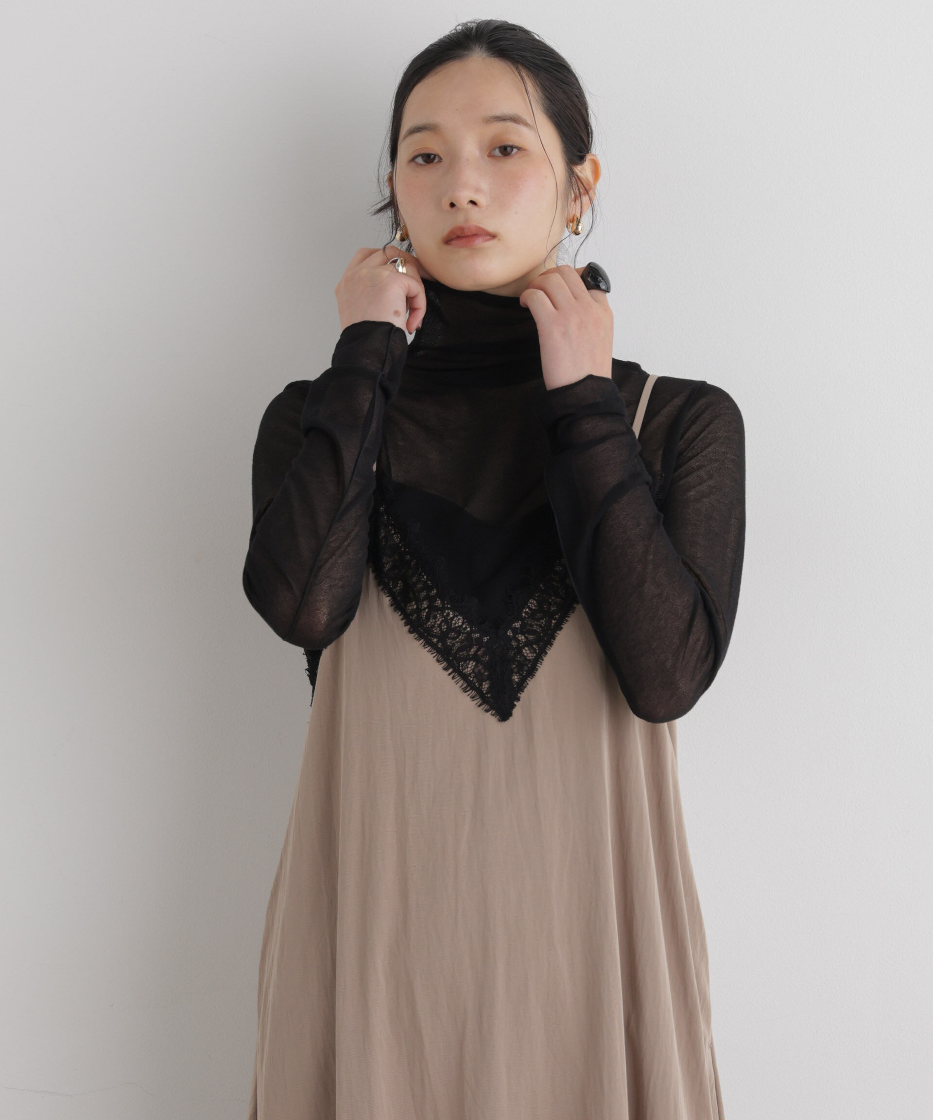 NANO universe「梨地シアータートルカットトップス」|Tシャツ・カットソー|