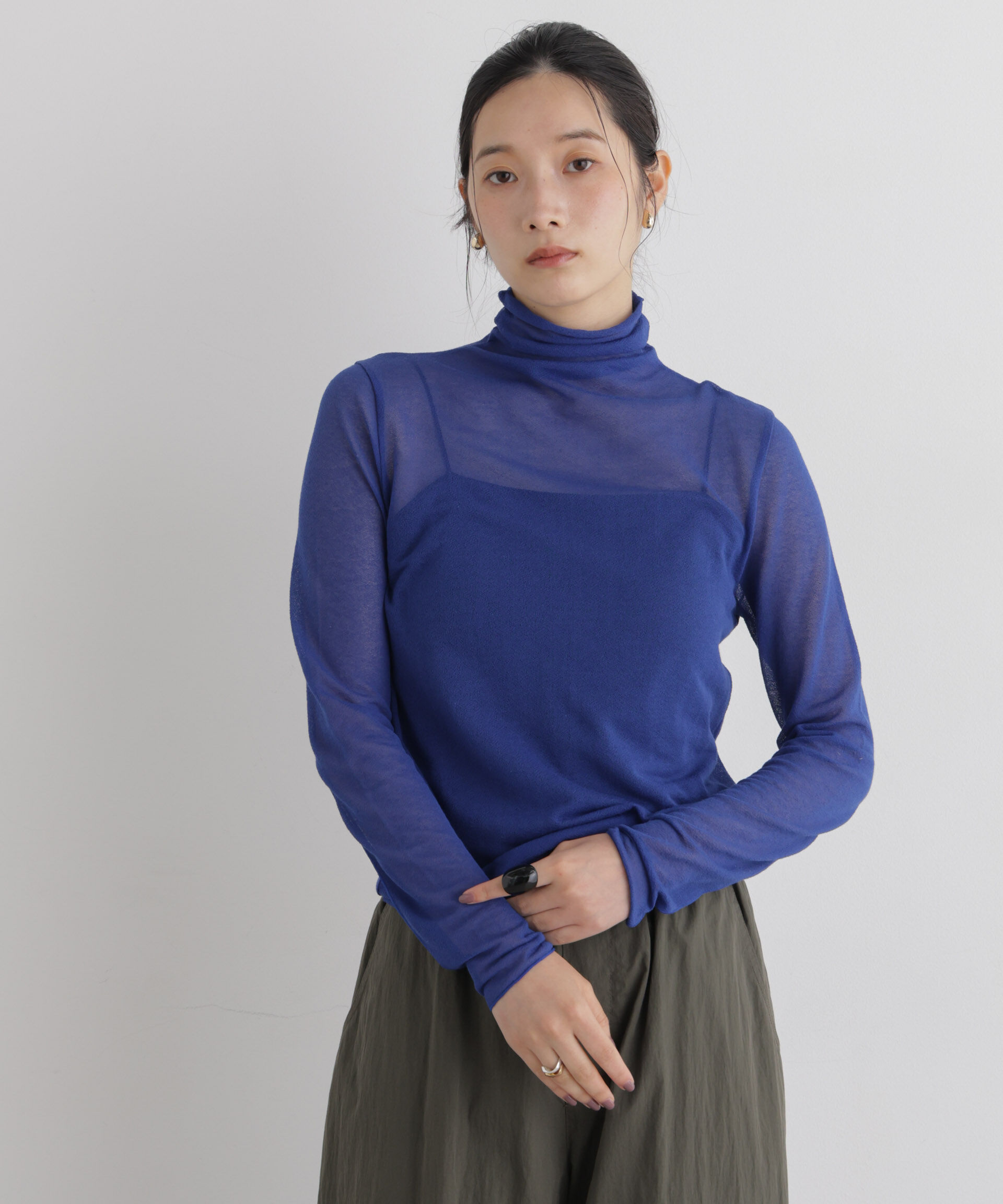 NANO universe「梨地シアータートルカットトップス」|Tシャツ・カットソー|