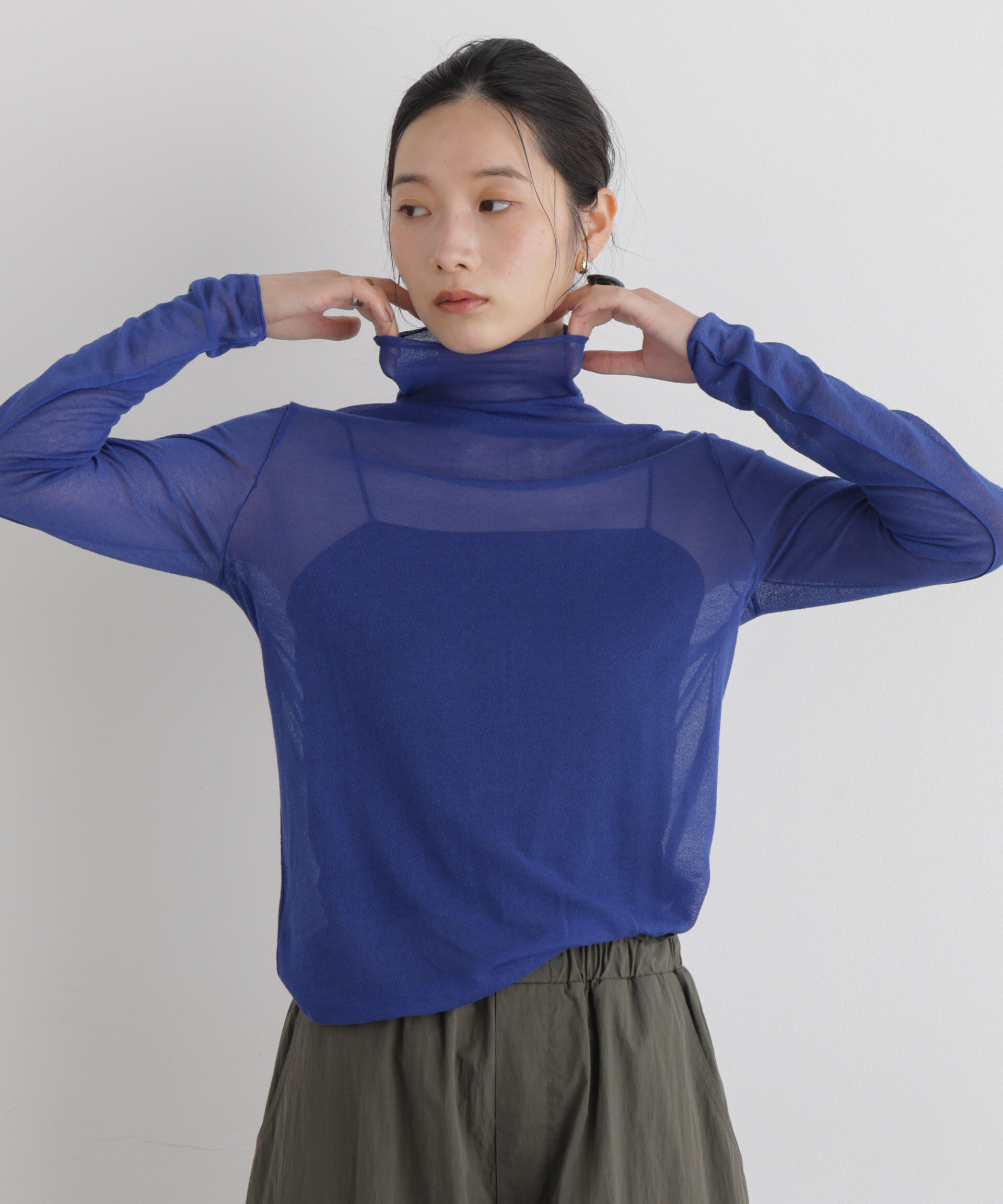 NANO universe「梨地シアータートルカットトップス」|Tシャツ・カットソー|