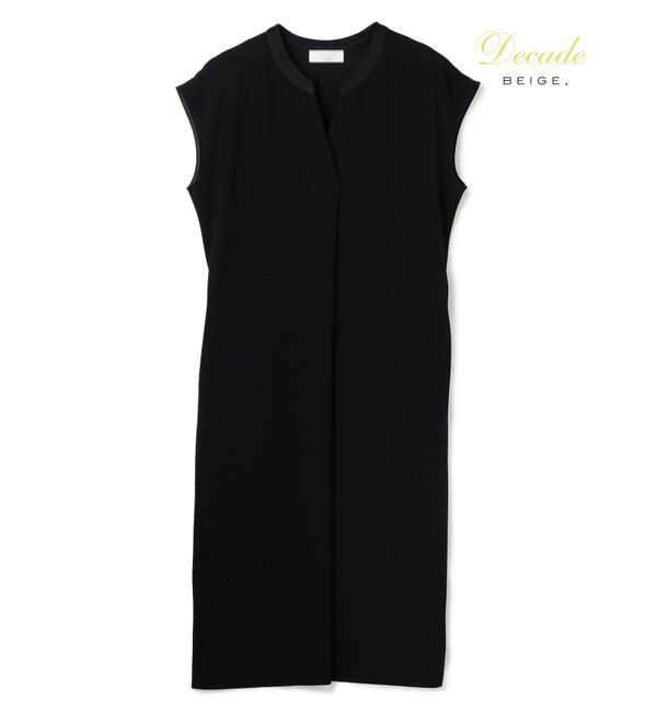 BEIGE,「【セットアップ対応】CINDY / 配色ネック フレンチドレス」|ワンピース|Black x Black