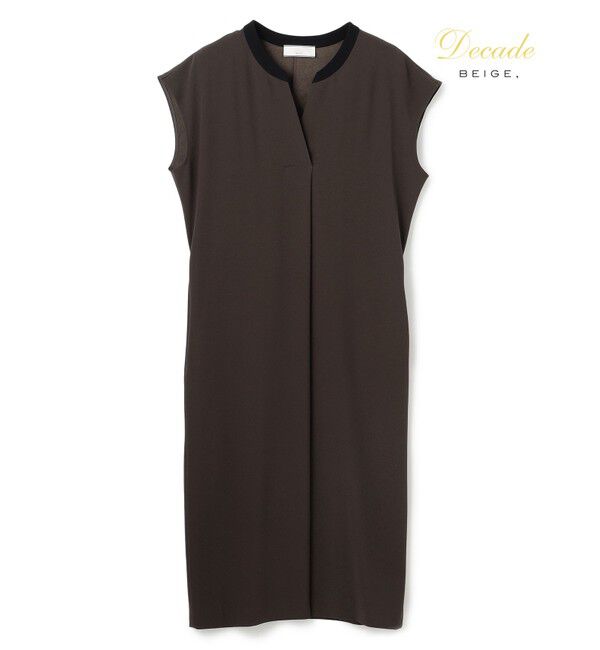 BEIGE,「【セットアップ対応】CINDY / 配色ネック フレンチドレス」|ワンピース|Brown &times;Black