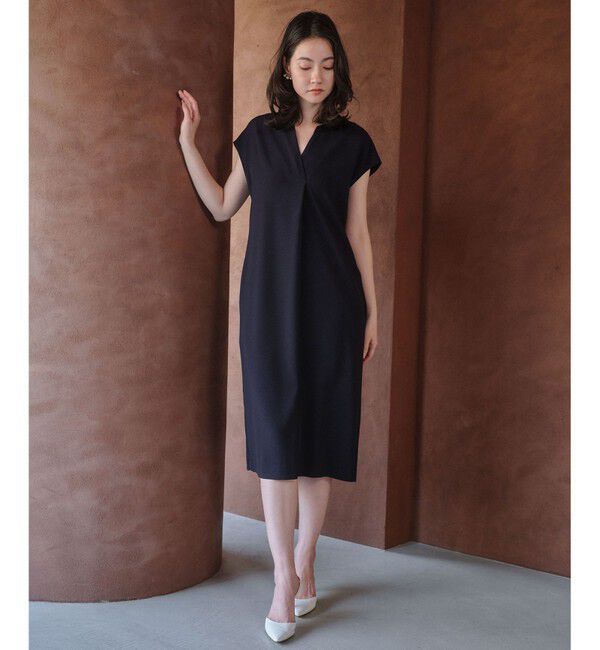 BEIGE,「【セットアップ対応】CINDY / 配色ネック フレンチドレス」|ワンピース|