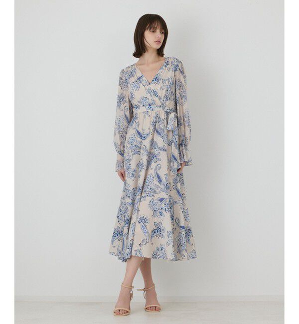 GRACE CONTINENTAL「ペイズリーカシュクールワンピース」|ワンピース|ベージュ