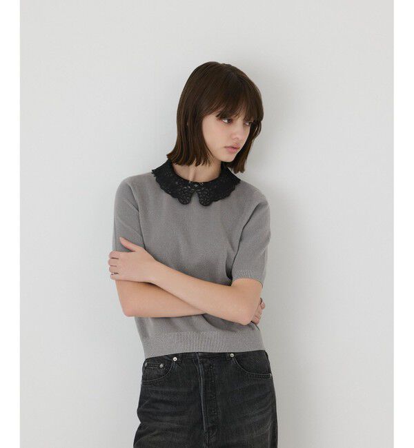 GRACE CONTINENTAL「レースカラーラメニットトップ」|その他|