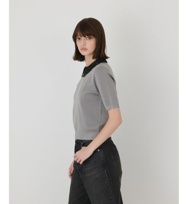GRACE CONTINENTAL「レースカラーラメニットトップ」|その他|