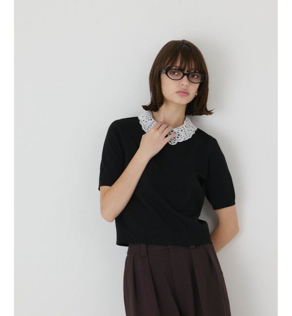 GRACE CONTINENTAL「レースカラーラメニットトップ」|その他|