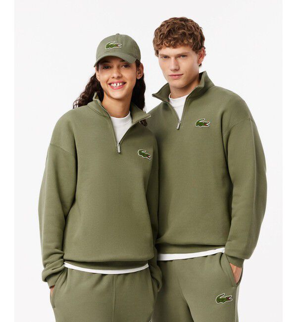 LACOSTE「ハーフジップスタンドカラースウェット / スタンドジップ トレーナー」|スウェット・ジャージ|カーキ