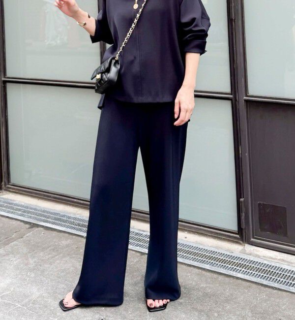 NOLLEY'S sophi「【NOLLEY&rsquo;S mgr.松葉別注・一部WEB限定色】《セットアップ》ツイルバイヤス洗練美脚パンツ」|その他|ネイビー