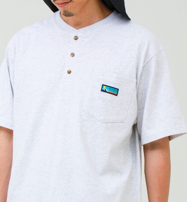 GLOSTER「【Franklin Climbing/フランクリンクライミング】ヘンリーネックラベルTシャツ」|Tシャツ・カットソー|ライトグレー