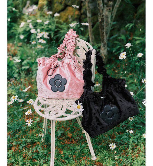 VIS「【MARY QUANT&times;VIS】フリルハンドルベロアトートバッグ」|トートバッグ|