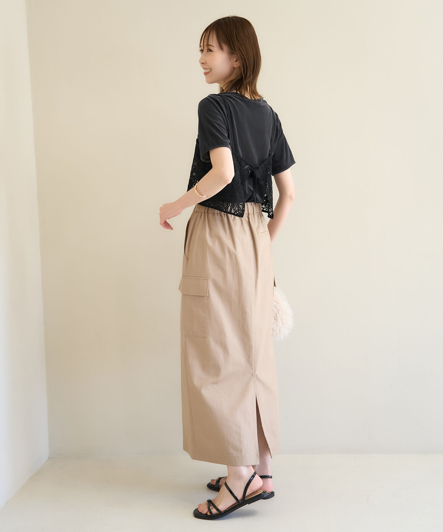 Rope&rsquo;Picnic「シアーベロアハーフスリーブカットトップス」|Tシャツ・カットソー|