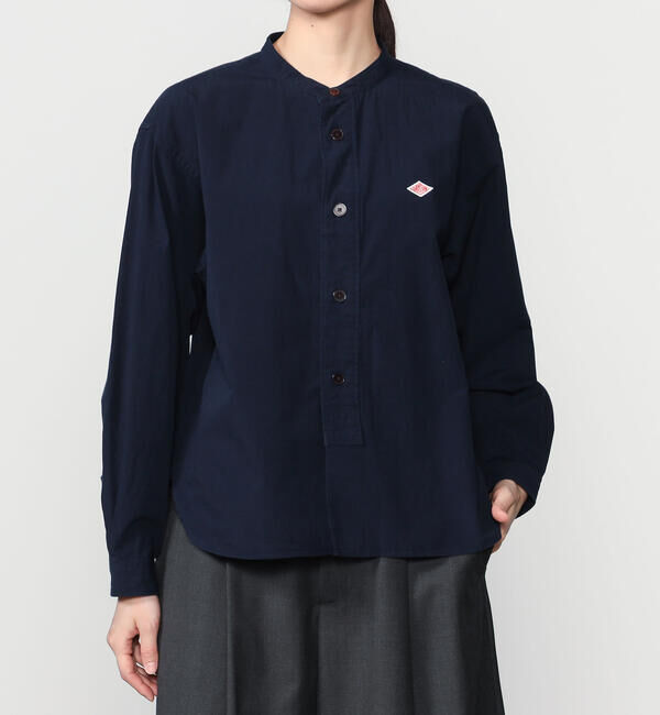 DANTON「DANTON | バンドカラー 長袖シャツ SOLID WOMEN」|シャツ・ブラウス|NAVY