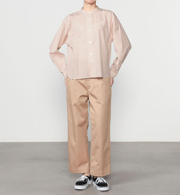 DANTON「DANTON | コットンポプリン 長袖バンドカラーシャツ STRIPE WOMEN」|シャツ・ブラウス|