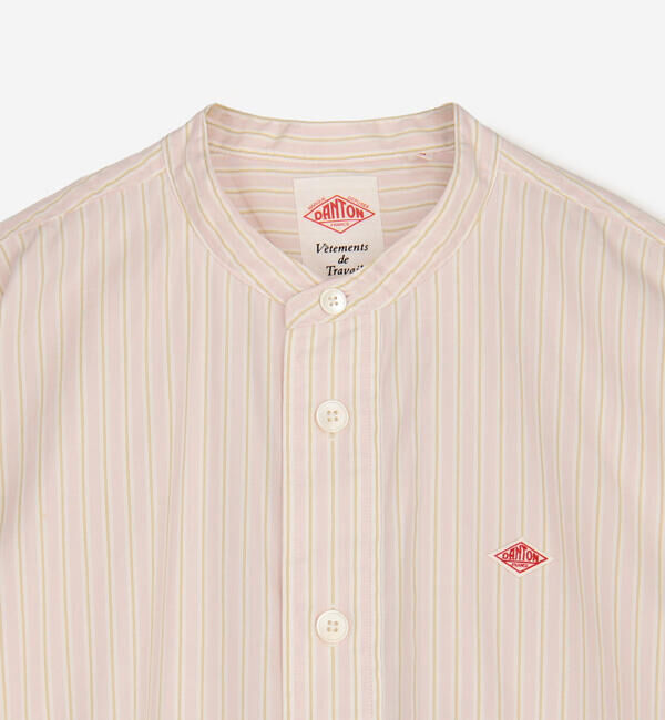 DANTON「DANTON | コットンポプリン 長袖バンドカラーシャツ STRIPE WOMEN」|シャツ・ブラウス|