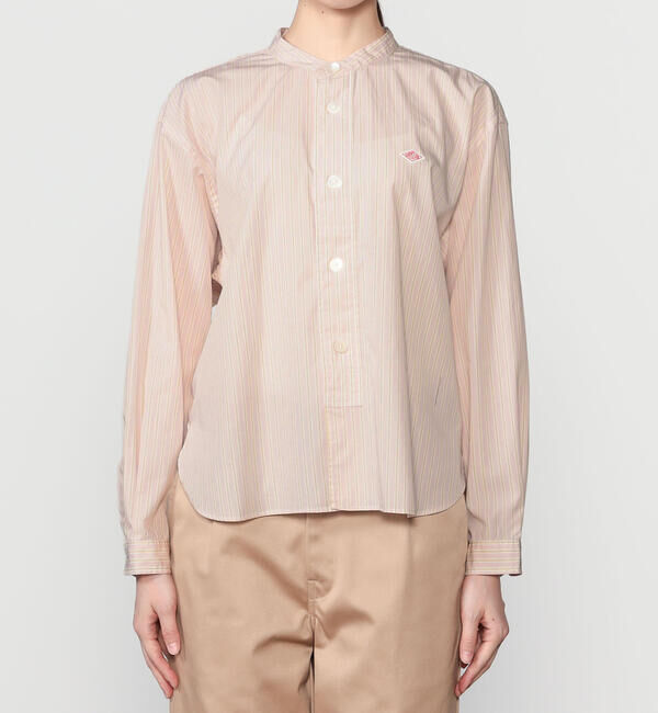 DANTON「DANTON | コットンポプリン 長袖バンドカラーシャツ STRIPE WOMEN」|シャツ・ブラウス|
