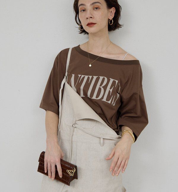  「オフショルロゴカットソー」|Tシャツ・カットソー|
