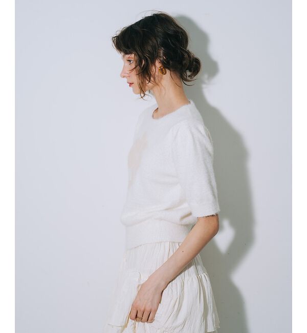 SELFIST「モチーフフラワー半袖ニット【予約】」|ニット・セーター|