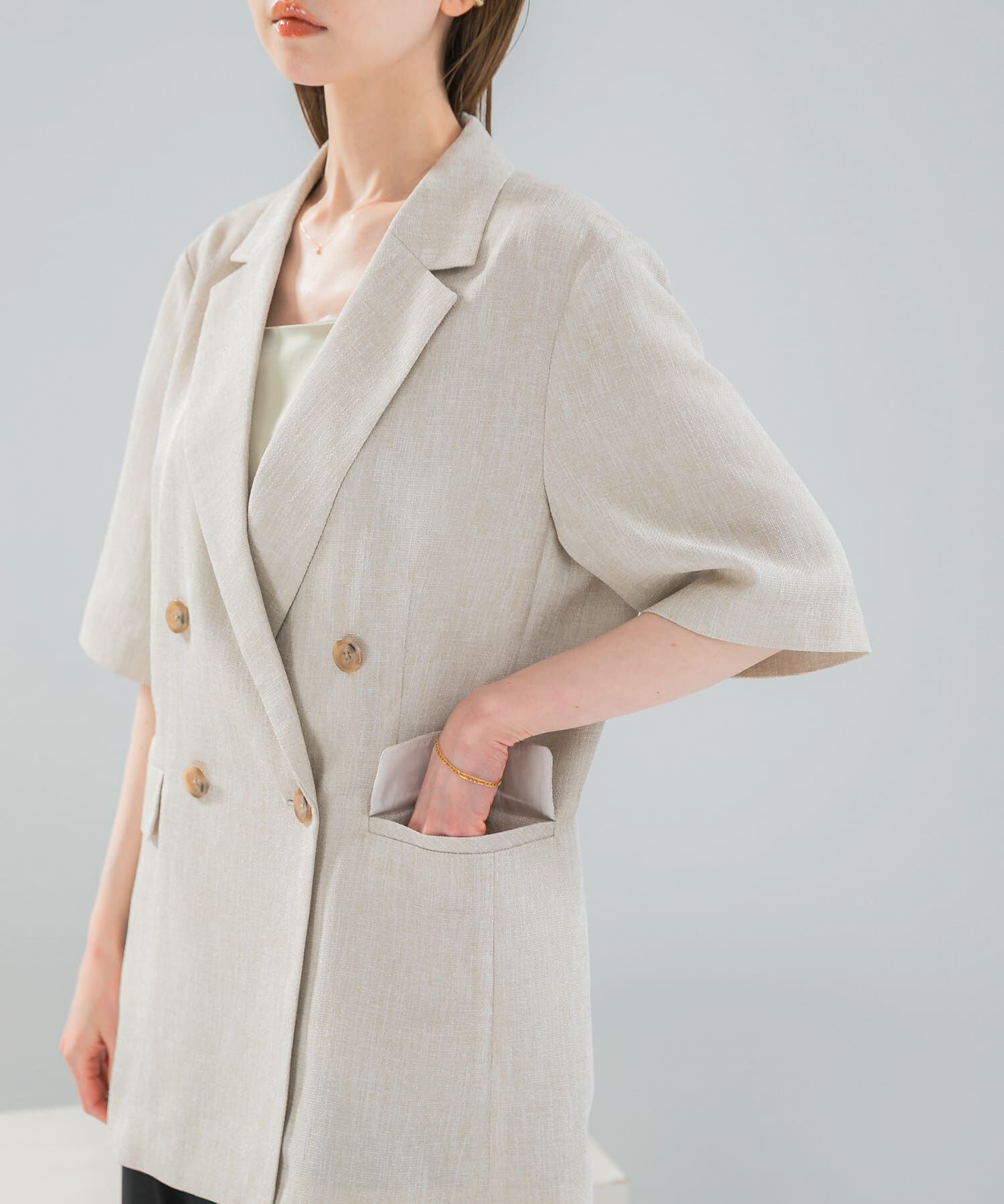 URBAN RESEARCH ROSSO「防シワ リネンライクハーフスリーブジャケット」|その他|