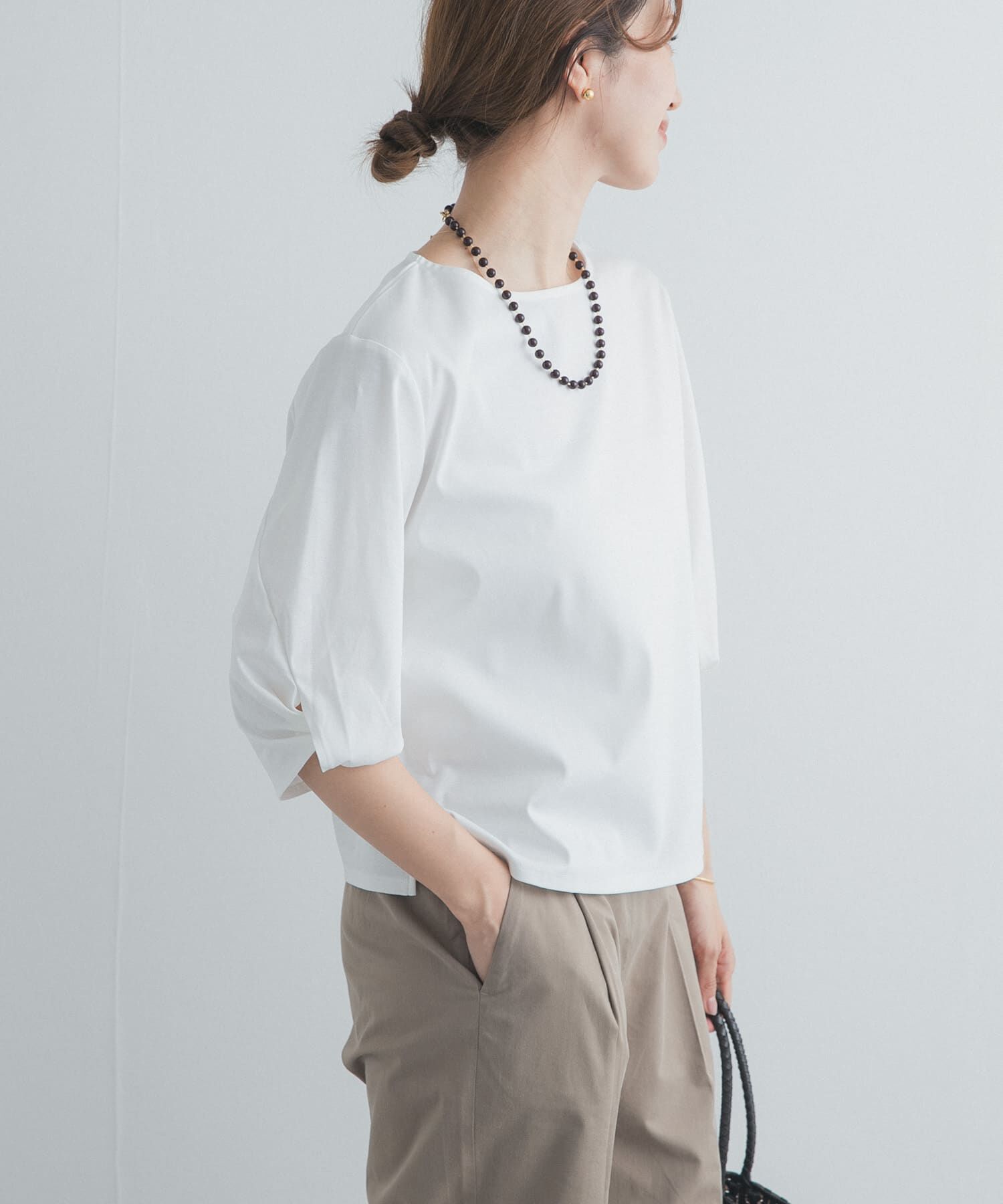 URBAN RESEARCH DOORS「『仁村紗和さん着用』『UR TECH』サマシェアツイストスリーブプルオーバー」|Tシャツ・カットソー|