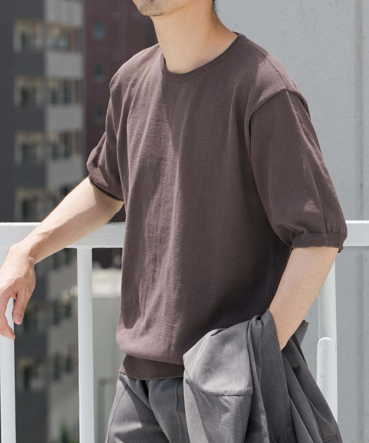 URBAN RESEARCH ROSSO「『UR TECH』AIRDRY半袖クルーニット」|ニット・セーター|