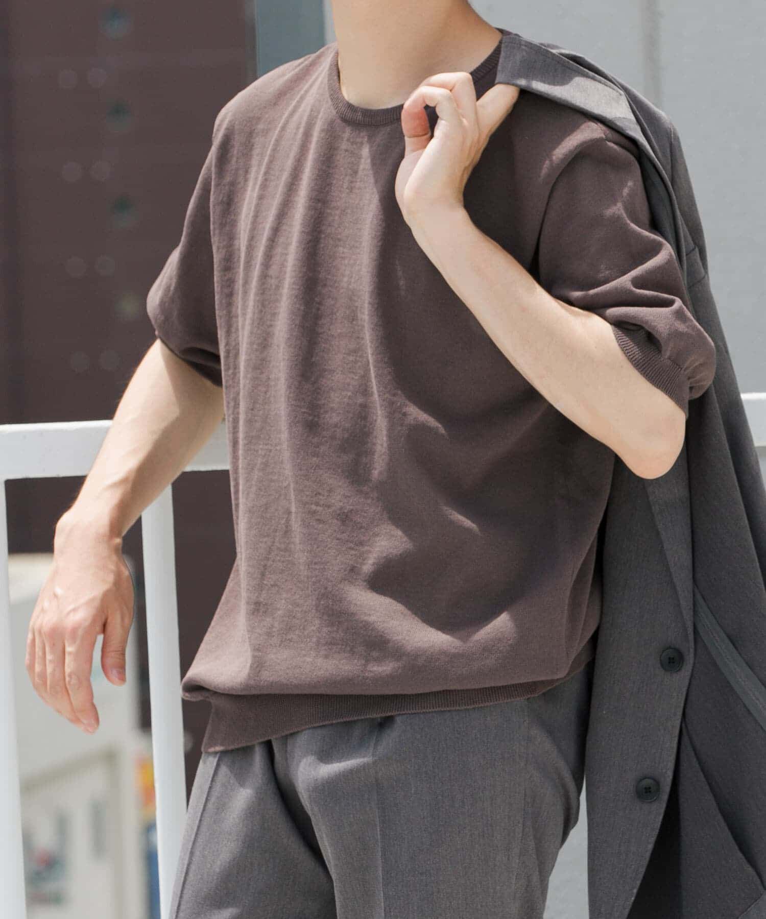 URBAN RESEARCH ROSSO「『UR TECH』AIRDRY半袖クルーニット」|ニット・セーター|