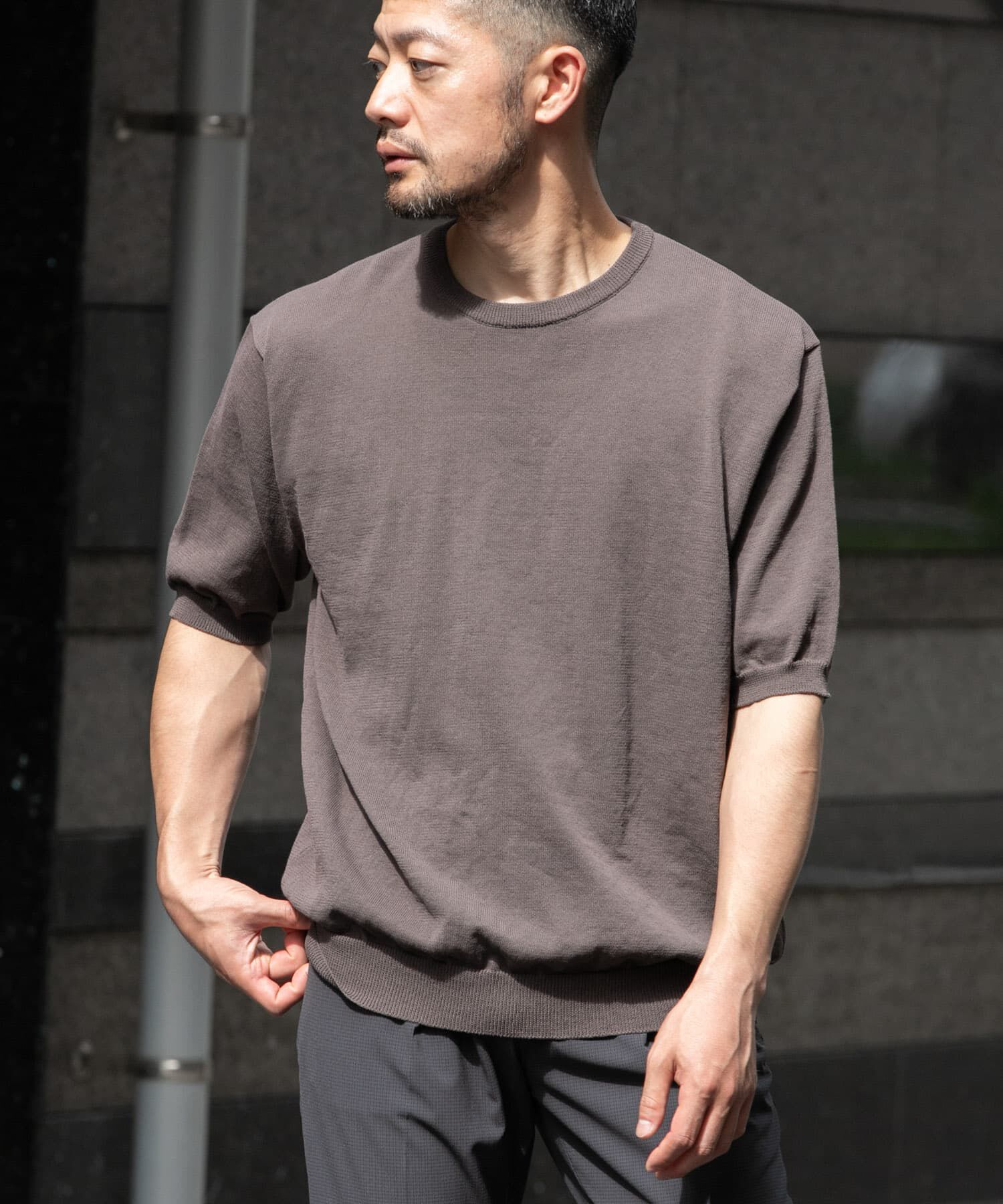 URBAN RESEARCH ROSSO「『UR TECH』AIRDRY半袖クルーニット」|ニット・セーター|