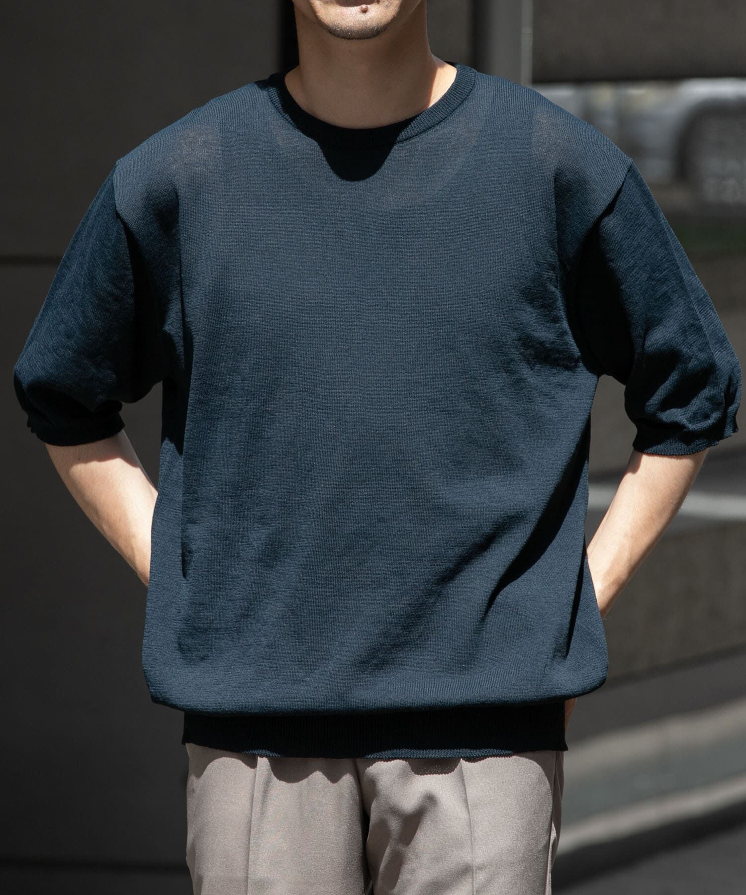 URBAN RESEARCH ROSSO「『UR TECH』AIRDRY半袖クルーニット」|ニット・セーター|