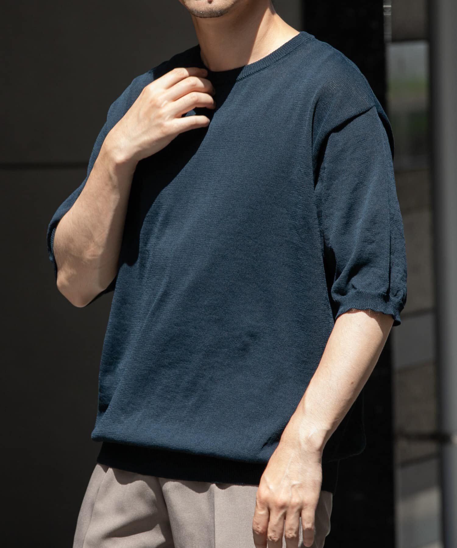 URBAN RESEARCH ROSSO「『UR TECH』AIRDRY半袖クルーニット」|ニット・セーター|