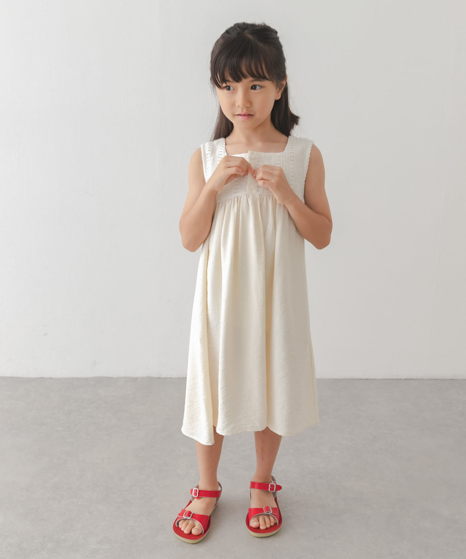 URBAN RESEARCH DOORS「スクエア レース切替ワンピース(KIDS)」|ワンピース|