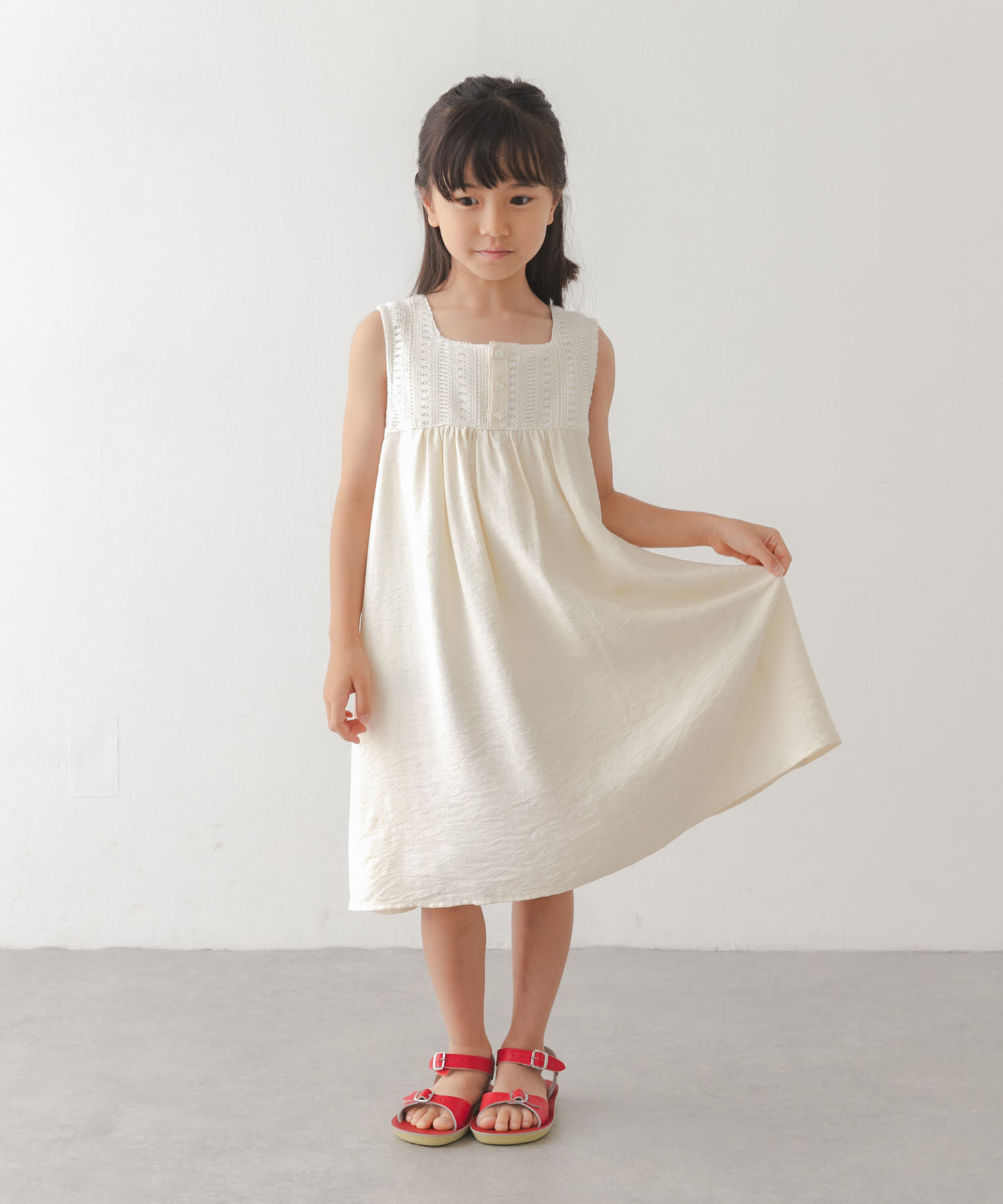 URBAN RESEARCH DOORS「スクエア レース切替ワンピース(KIDS)」|ワンピース|