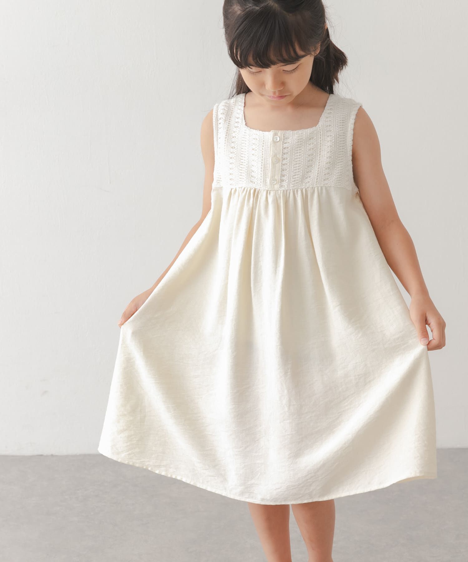 URBAN RESEARCH DOORS「スクエア レース切替ワンピース(KIDS)」|ワンピース|