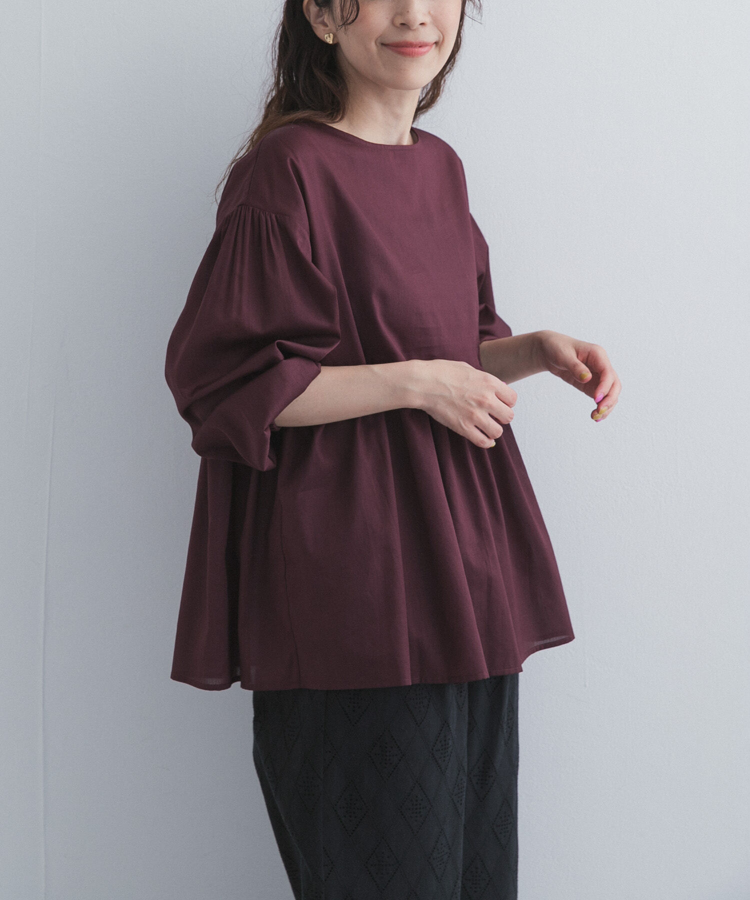 URBAN RESEARCH DOORS「コットンツイル2WAYギャザーブラウス」|シャツ・ブラウス|