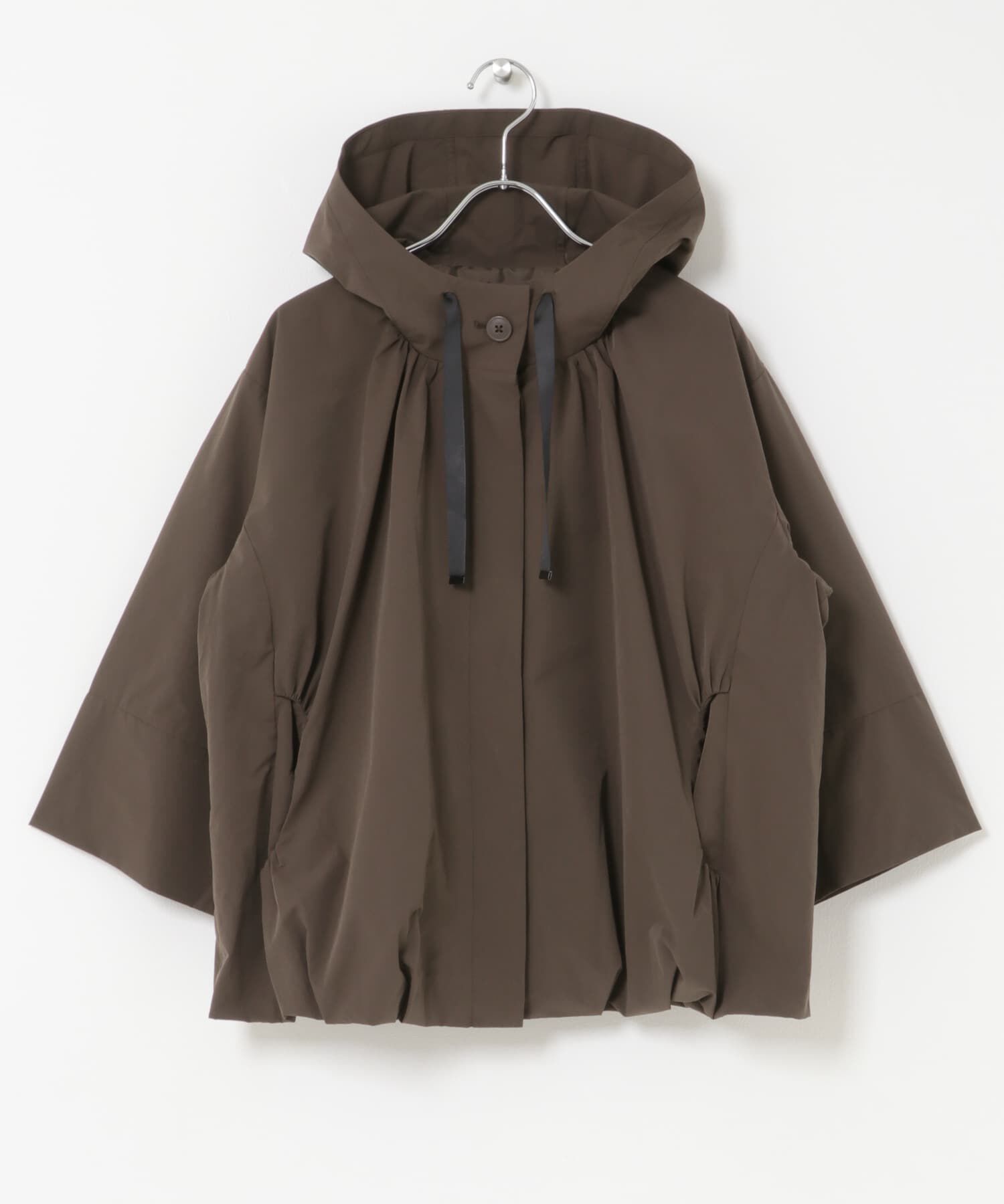 URBAN RESEARCH DOORS「バルーンフードジャケット」|ノーカラーコート|