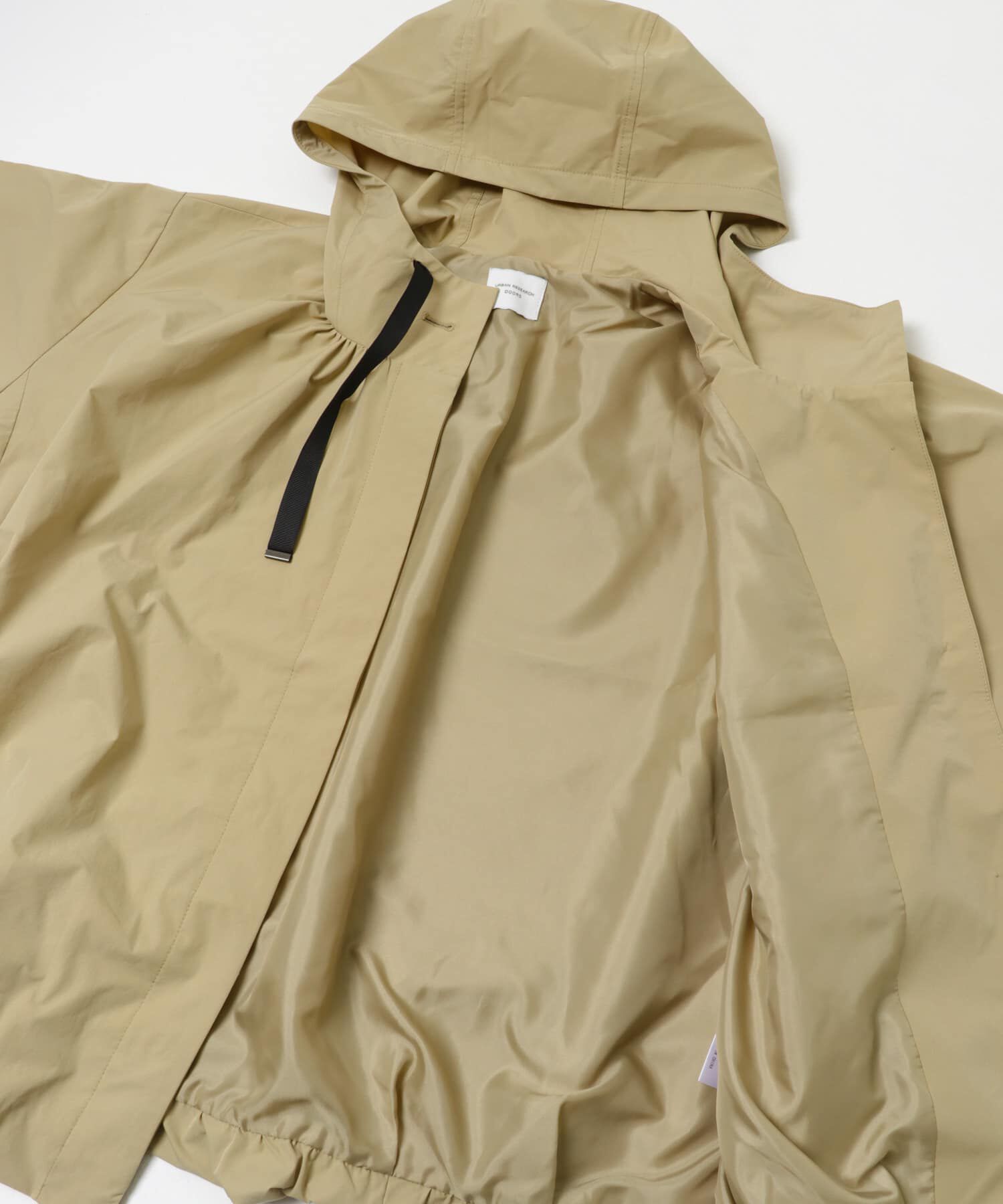 URBAN RESEARCH DOORS「バルーンフードジャケット」|ノーカラーコート|