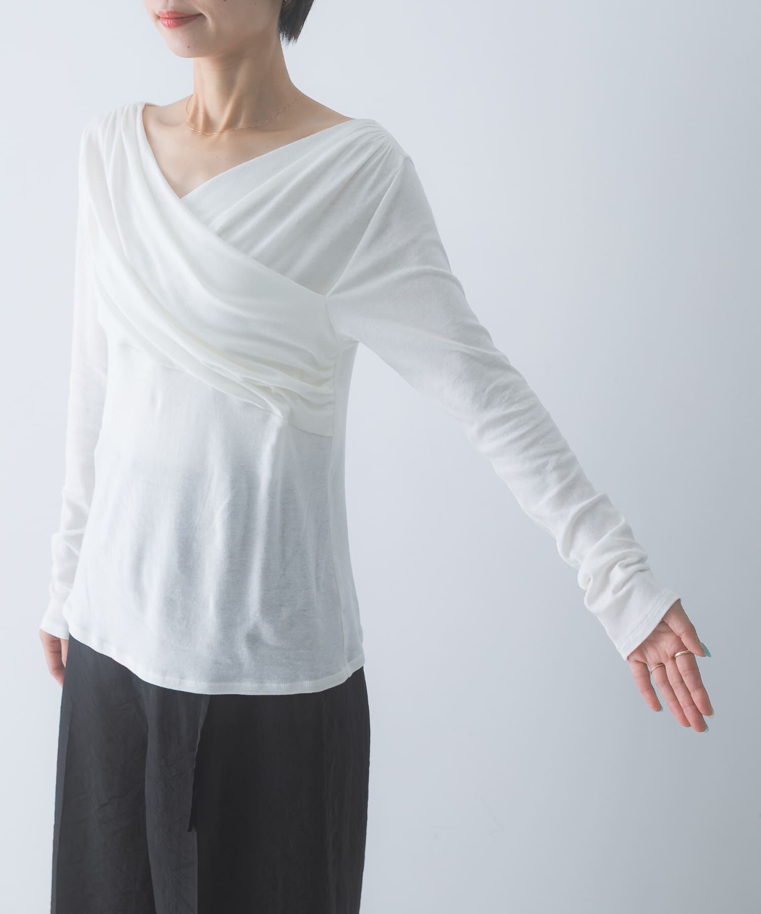 URBAN RESEARCH ROSSO「シルク混2WAYドレーププルオーバー」|Tシャツ・カットソー|