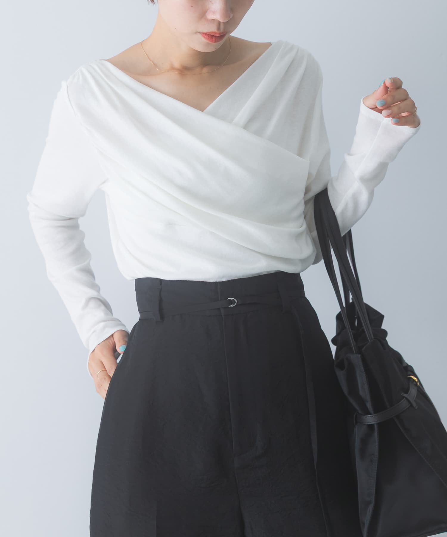 URBAN RESEARCH ROSSO「シルク混2WAYドレーププルオーバー」|Tシャツ・カットソー|