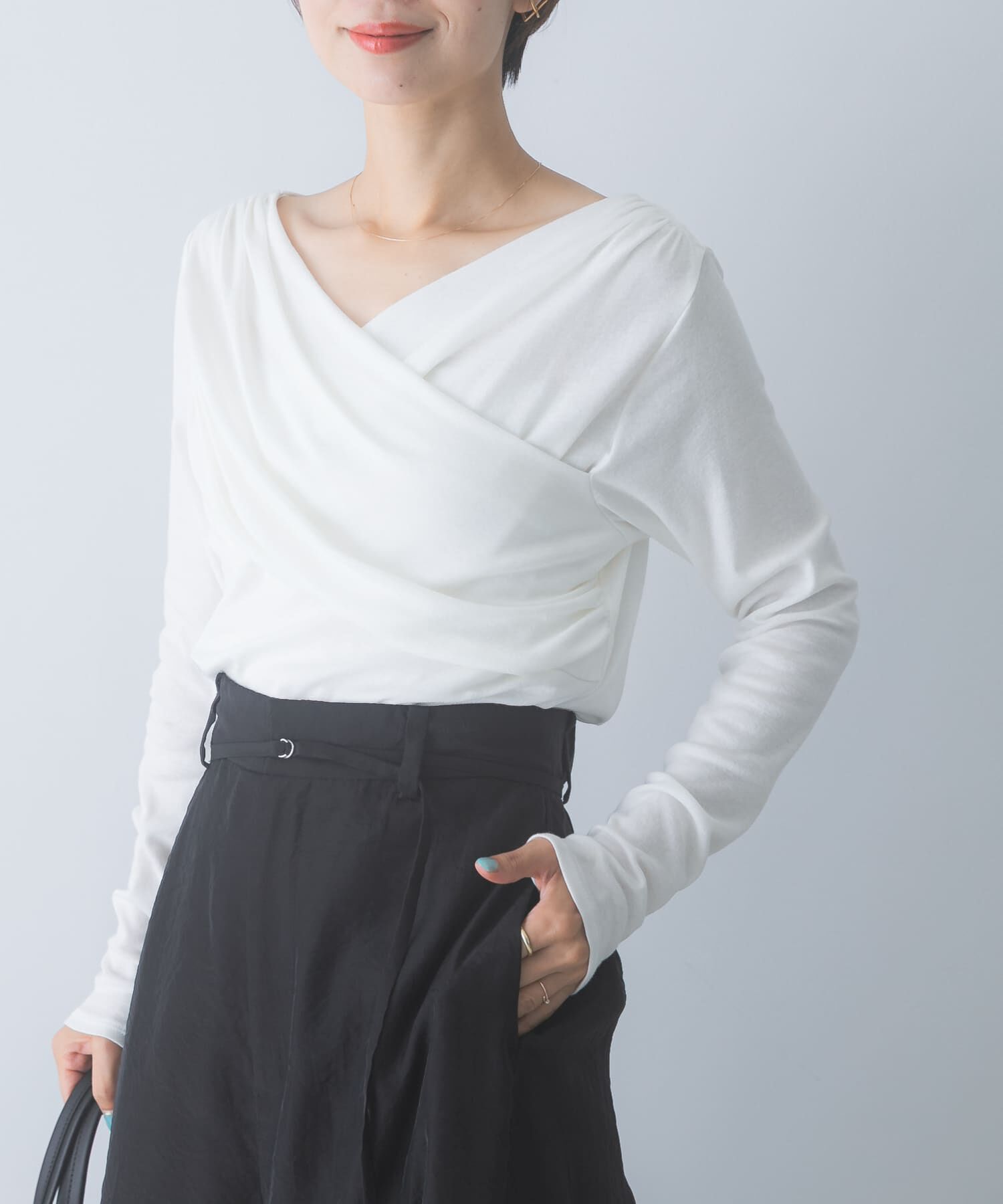 URBAN RESEARCH ROSSO「シルク混2WAYドレーププルオーバー」|Tシャツ・カットソー|