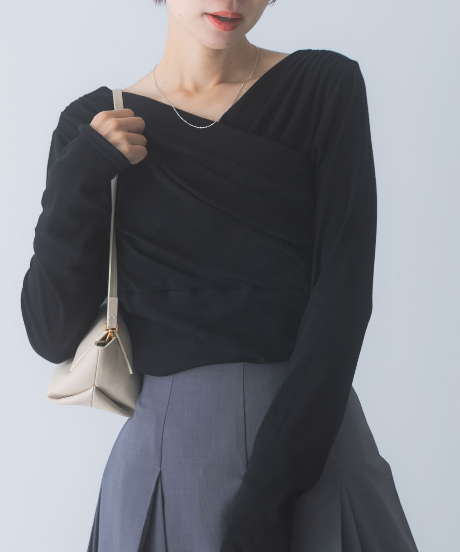 URBAN RESEARCH ROSSO「シルク混2WAYドレーププルオーバー」|Tシャツ・カットソー|ブラック